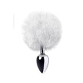 Silver Metal Anal Plug Small w White Tail
